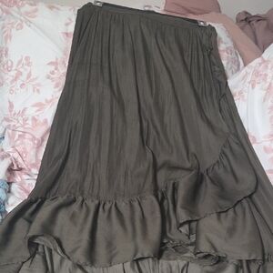 Chic Olive Maxi Skirt